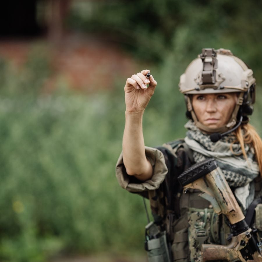 female soldier in combat