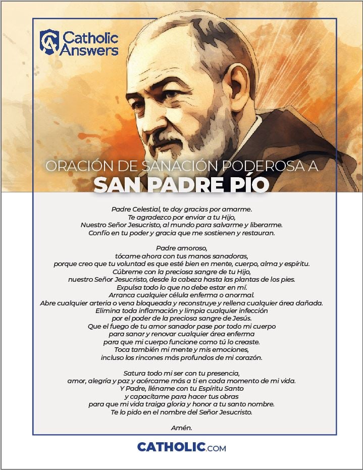 image of padre pio prayer card in spanish