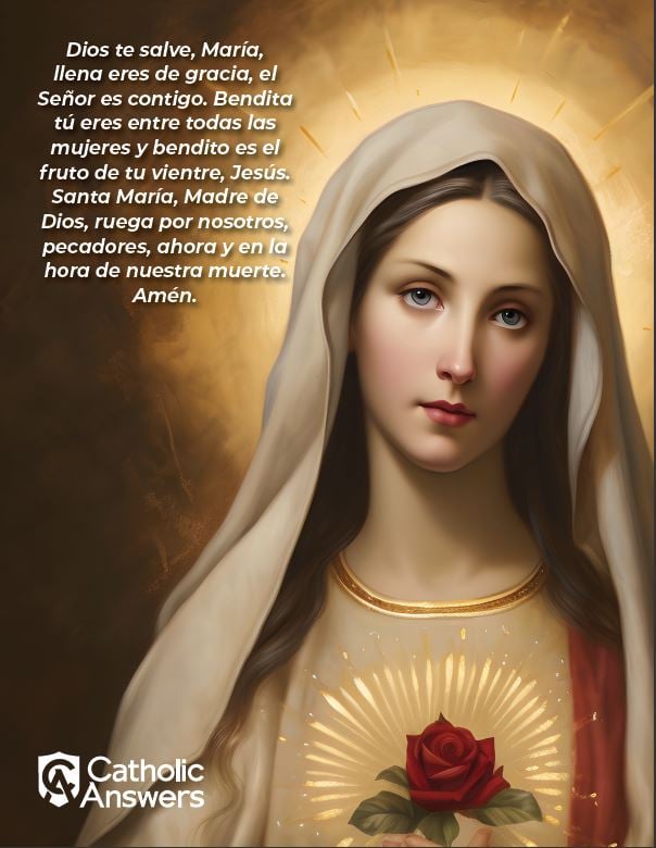 Image of the Hail Mary Prayer in Spanish Printable PDF
